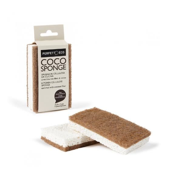 PERFETTO COCO SPONGE SPUGNA DA CUCINA IN CELLULOSA E FIBRA DI COCCO CONF 2 Pz.
