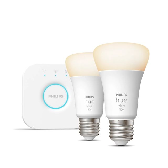 PHILIPS HUE WHITE STARTER KIT BRIDGE + 2 LAMPADINE E27 BLUETOOH CONTROLLO VOCAL…