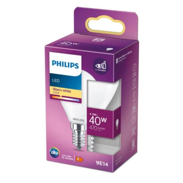 PHILIPS POS LED SFERA VETRO 40W E14 2700