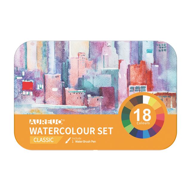 Acquerelli demi-godet - con pennello brush - in scatola di metallo - colori cla…