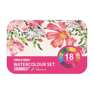 Acquerelli demi-godet - con pennello brush - in scatola di metallo - colori flo…
