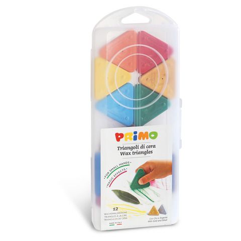 PRIMO PASTELLO A CERA DI FORMA TRIANGOLARE COLORI ASSORTITI CONF 12 Pz.