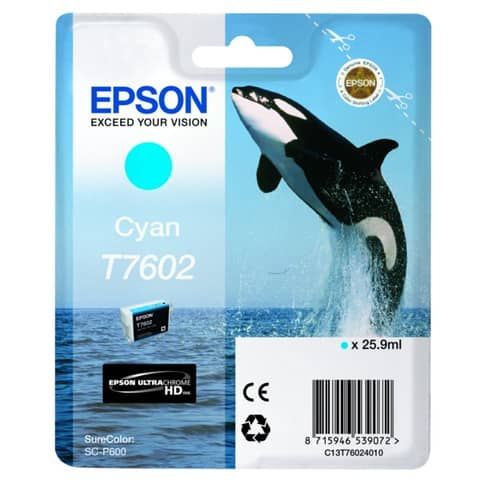 Epson T7602 - 26 ml - ciano - originale - blister - cartuccia d'inchiostro - pe…