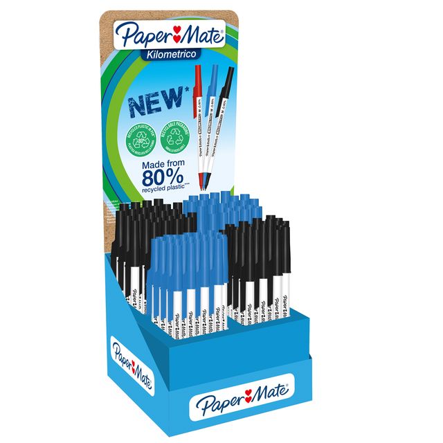 Penna a sfera Kilometrico Recycled - assortiti nero/blu - Papermate - expo 300 …