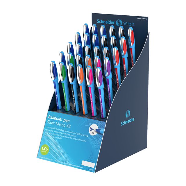 Penna sfera Slider Memo XB - colori assortiti - Schneider - expo 30 pezzi