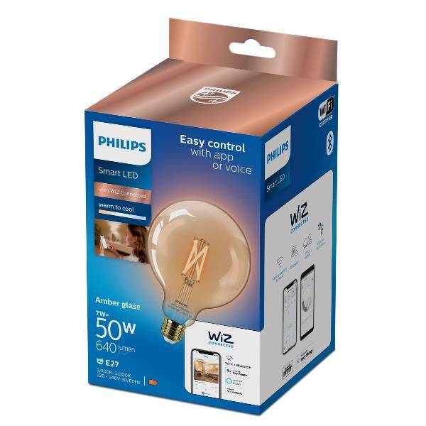 Philips Smart - Lampadina con filamento LED - forma: G125 - E27 - 7 W (equivale…