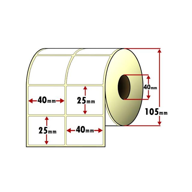 ROTOLO ETICHETTE RIMOVIBILE TERMICHE ADESIVE 40X25MM 2 PISTE 4000PZ