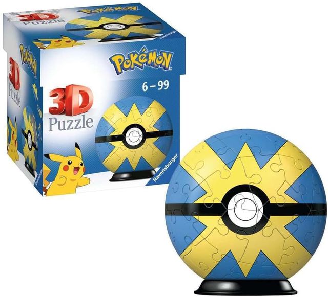 Ravensburger Puzzle 3D - Puzzleball 54 pc Pokémon Quick Ball gialla-blu 11580