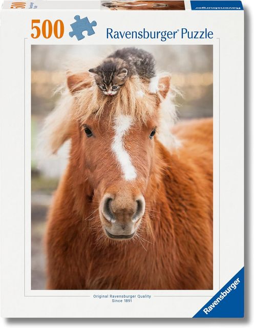 Ravensburger Puzzle 500 PC - Puppies Collection: gattino e cavallo