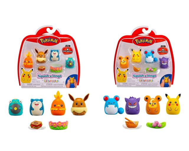 Rei Toys - Squish a longs Pokémon pack 4 personaggi Blister SQAL1800