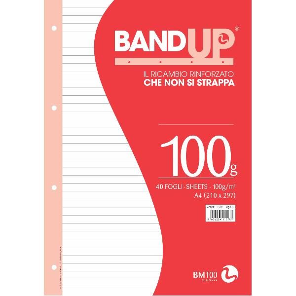 Ricambi forati rinforzati BandUP A4 100gr 40fg 1 rigo BM