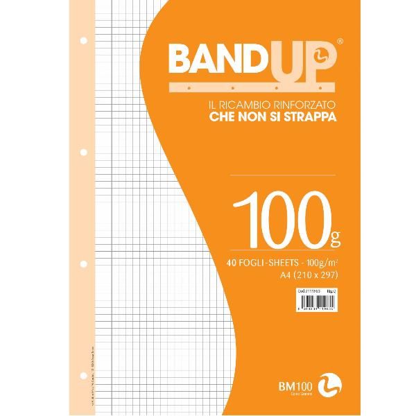 Ricambi forati rinforzati BandUP A4 100gr 40fg 5mm c/margine BM