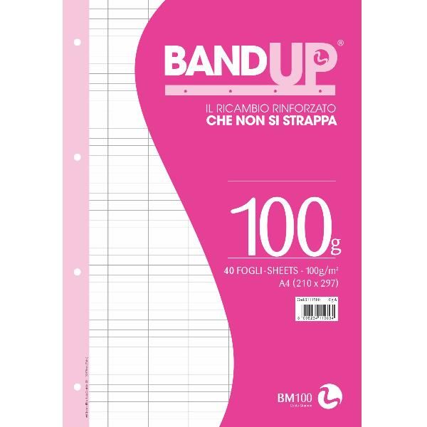 Ricambi forati rinforzati BandUP A4 100gr 40fg rigo di 1a BM