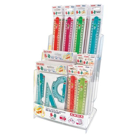 Righe e squadre Flexi LeftRight - colori assortiti - Arda - display 45 pezzi