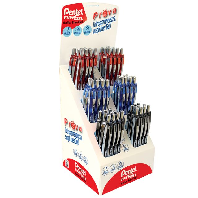 Roller Energel XM - punta 0,7 mm - colori assortiti - Pentel - expo 48 pezzi