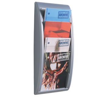Espositore da parete Quick Fit System - 4 tasche A4 verticali - grigio - Paperf…