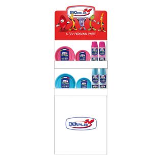 Espositore da terra Mini - con piatti e bicchieri Reuse - fucsia/turchese - Dop…