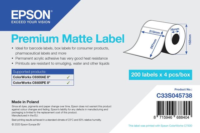 S045738 PREM.MATTE LABEL 210MMX297M