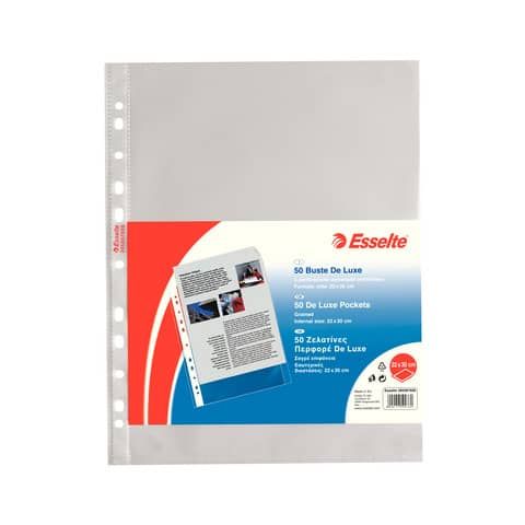 Esselte De Luxe - Busta trasparente - per A4, 220 x 300 mm - trasparente (pacch…
