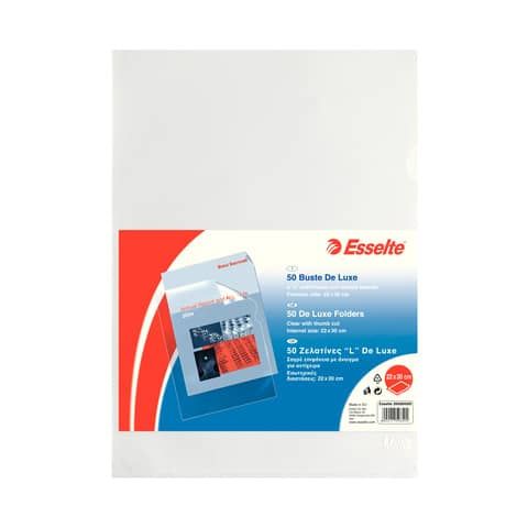 Esselte De Luxe - Cartella a L - per A4 - trasparente (pacchetto di 50)
