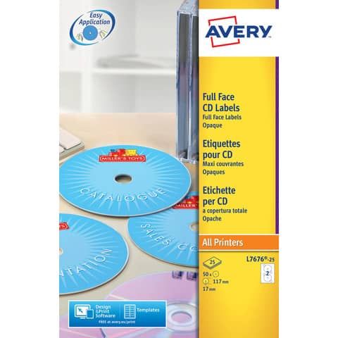 Etichetta adesiva L7676 per CD/DVD - permanente - adatta a stampanti laser - 11…