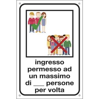 Etichetta attacca e stacca - ''Ingresso permesso ad un max. di... persone - 20x…