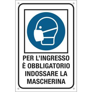 Etichetta per vetrofanie - ''Obbligo uso mascherina'' - 12x18 cm - Cartelli Seg…