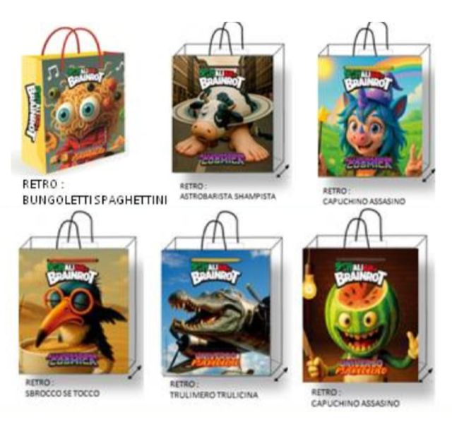SKIFIDOL - ITALIAN BRAINROT TCG - SACCHETTI REGALI ASSORTITO MEDIO 23X10X25 CM