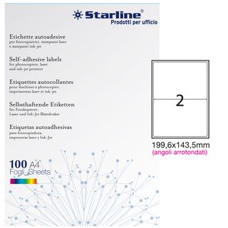 Etichette adesive - in carta - angoli arrotondati - permanenti - 199,6 x 143,5 …