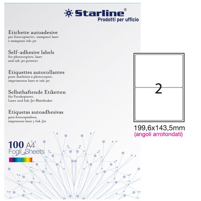 Etichette adesive - in carta - angoli arrotondati - permanenti - 199,6 x 143,5 …