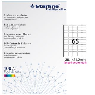 Etichette adesive - in carta - angoli arrotondati - permanenti - 38,1 x 21,2 mm…