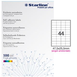 Etichette adesive - in carta - angoli arrotondati - permanenti - 47,5 x 25,5 mm…