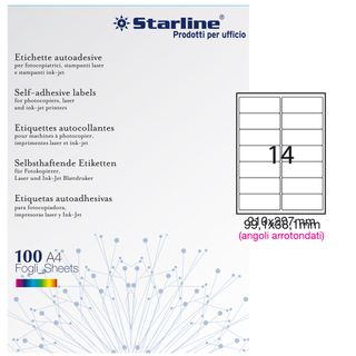 Etichette adesive - in carta - angoli arrotondati - permanenti - 99,1 x 38,1 mm…