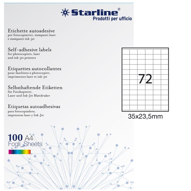Etichette adesive - in carta - permanenti - 35 x 23,5 mm - 72 et/fg - 100 fogli…