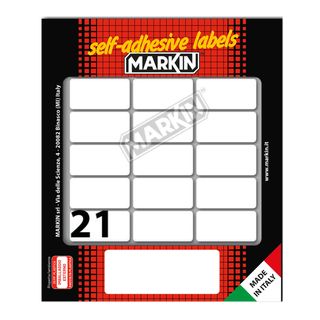 Etichette adesive - in carta - permanenti - 37 x 19 mm - 21 et/fg - 10 fogli - …