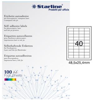 Etichette adesive - in carta - permanenti - 48,5 x 25,4 mm - 40 et/fg - 100 fog…