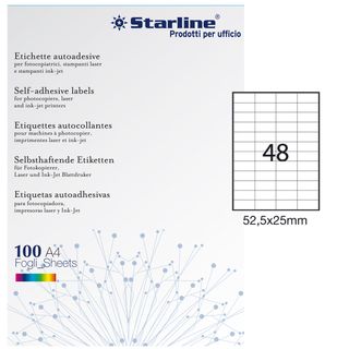 Etichette adesive - in carta - permanenti - 52,5 x 25 mm - 48 et/fg - 100 fogli…