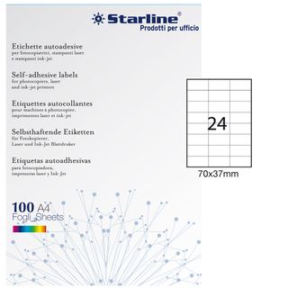 Etichette adesive - in carta - permanenti - 70 x 37 mm - 24 et/fg - 100 fogli -…