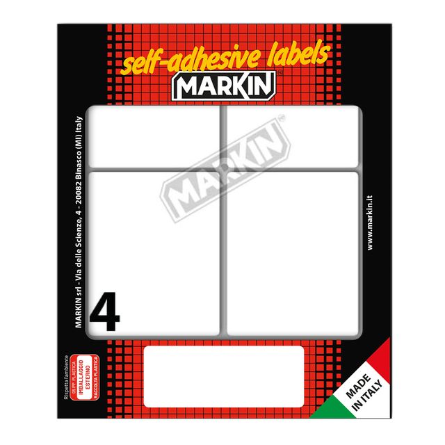 Etichette adesive - in carta - permanenti - 70 x 56 mm - 4 et/fg - 10 fogli - b…