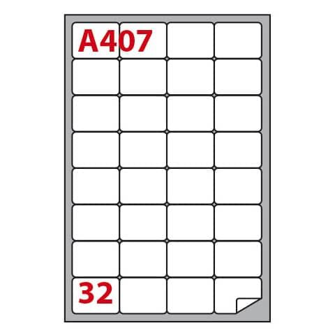 Etichette adesive A/407 - in carta - permanenti - 47,5 x 35 mm - 32 et/fg - 100…
