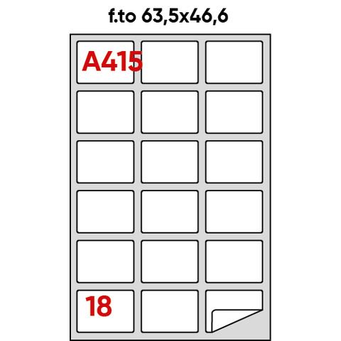 Etichette adesive A/415 - in carta - permanenti - 63,5 x 46,6 mm - 18 et/fg - 1…