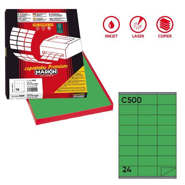Etichette adesive C/500 - in carta - permanenti - 70 x 36 mm - 24 et/fg - 100 f…