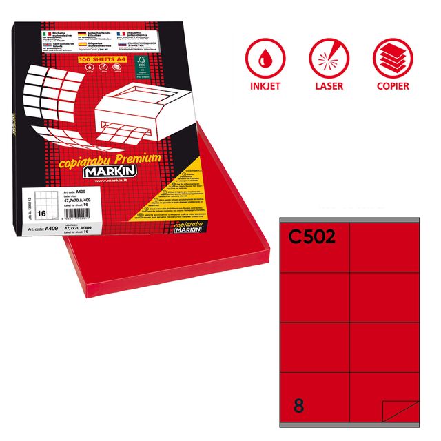 Etichette adesive C/502 - in carta - permanenti - 105 x 72 mm - 8 et/fg - 100 f…