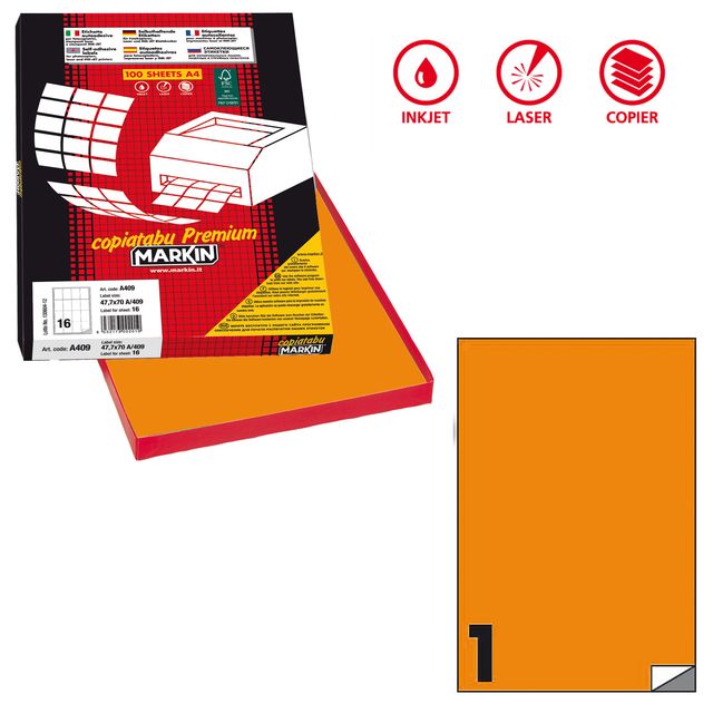 Etichette adesive C/503 - in carta - permanenti - 210 x 297 mm - 1 et/fg - 100 …