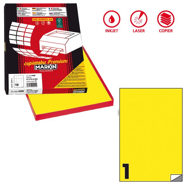 Etichette adesive C/503 - in carta - permanenti - 210 x 297 mm - 1 et/fg - 100 …