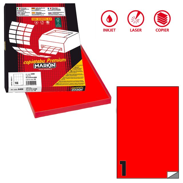 Etichette adesive C/503 - in carta - permanenti - 210 x 297 mm - 1 et/fg - 100 …