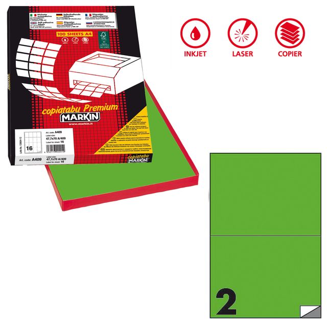 Etichette adesive C/509 - in carta - permanenti - 210 x 148,5 mm - 2 et/fg - 10…