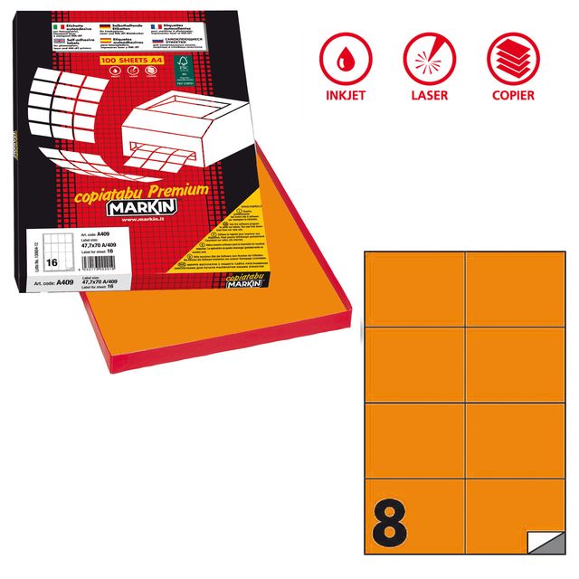 Etichette adesive C/512 - in carta - permanenti - 105 x 74,25 mm - 8 et/fg - 10…