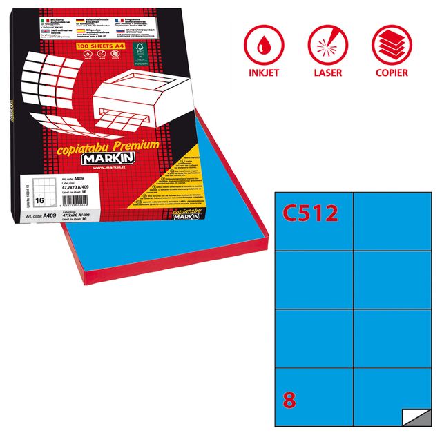 Etichette adesive C/512 - in carta - permanenti - 105 x 74,25 mm - 8 et/fg - 10…