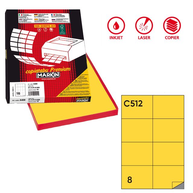 Etichette adesive C/512 - in carta - permanenti - 105 x 74,25 mm - 8 et/fg - 10…